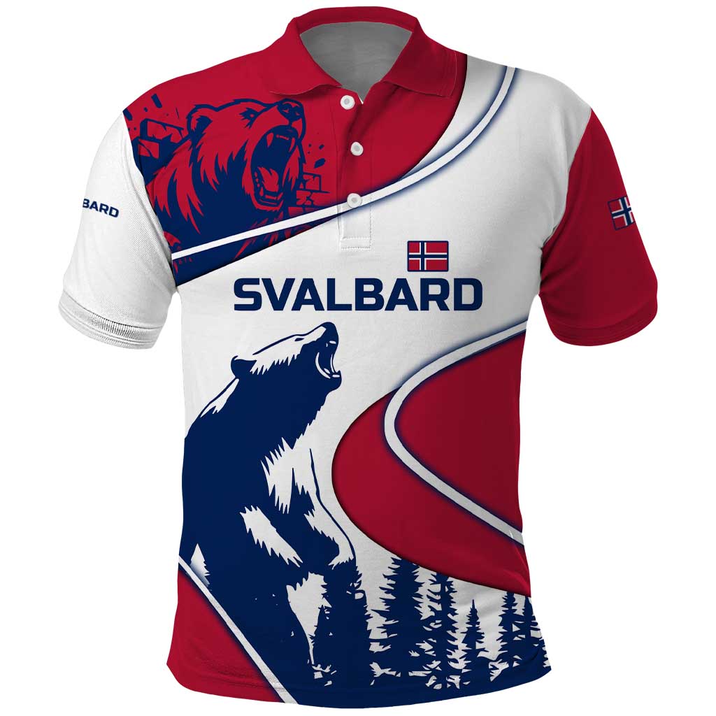 Svalbard Norway Polo Shirt with Polar Bear Forest and Norwegian Flag TS04