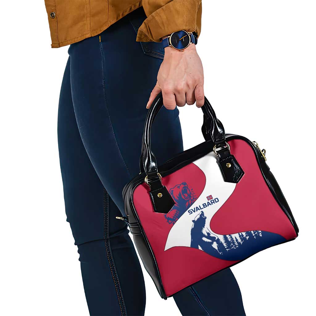Svalbard Norway Shoulder Handbag with Polar Bear Forest and Norwegian Flag TS04