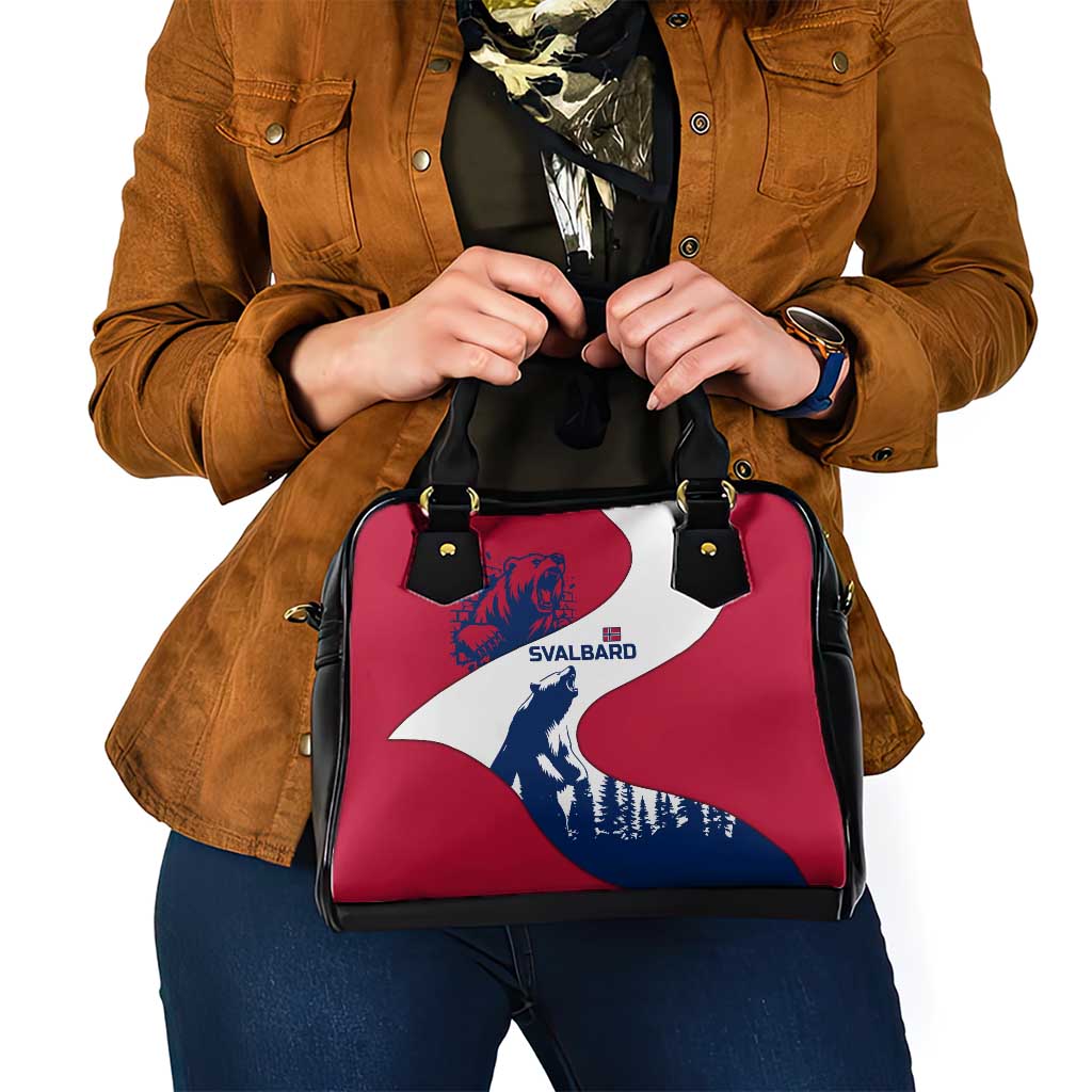 Svalbard Norway Shoulder Handbag with Polar Bear Forest and Norwegian Flag TS04