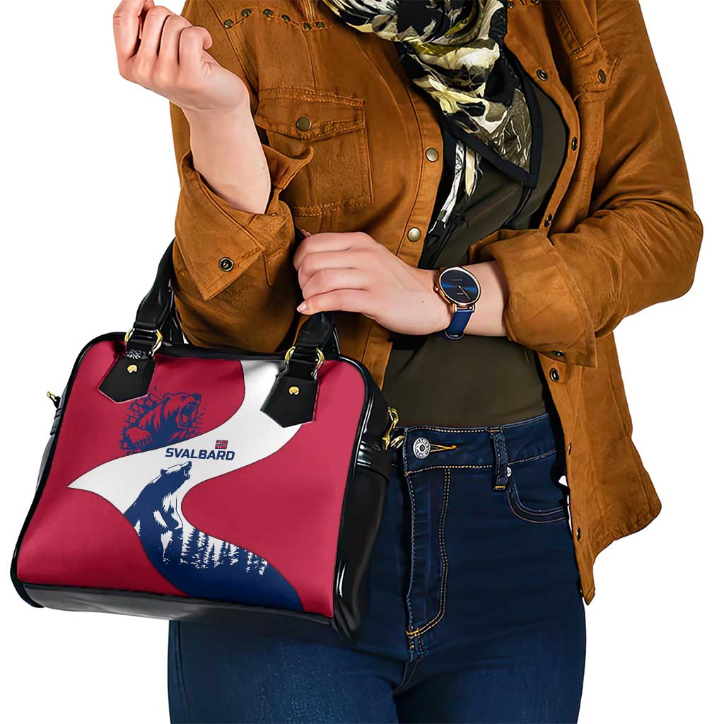 Svalbard Norway Shoulder Handbag with Polar Bear Forest and Norwegian Flag TS04