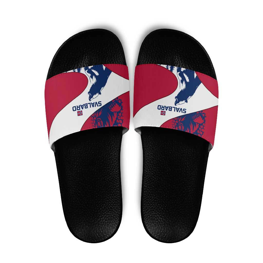Svalbard Norway Slide Sandals with Polar Bear Forest and Norwegian Flag TS04