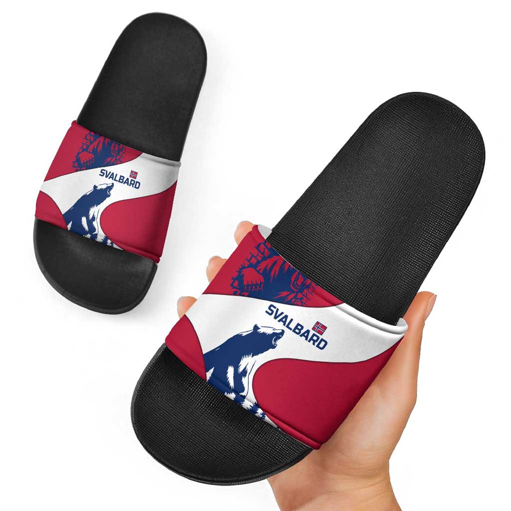 Svalbard Norway Slide Sandals with Polar Bear Forest and Norwegian Flag TS04