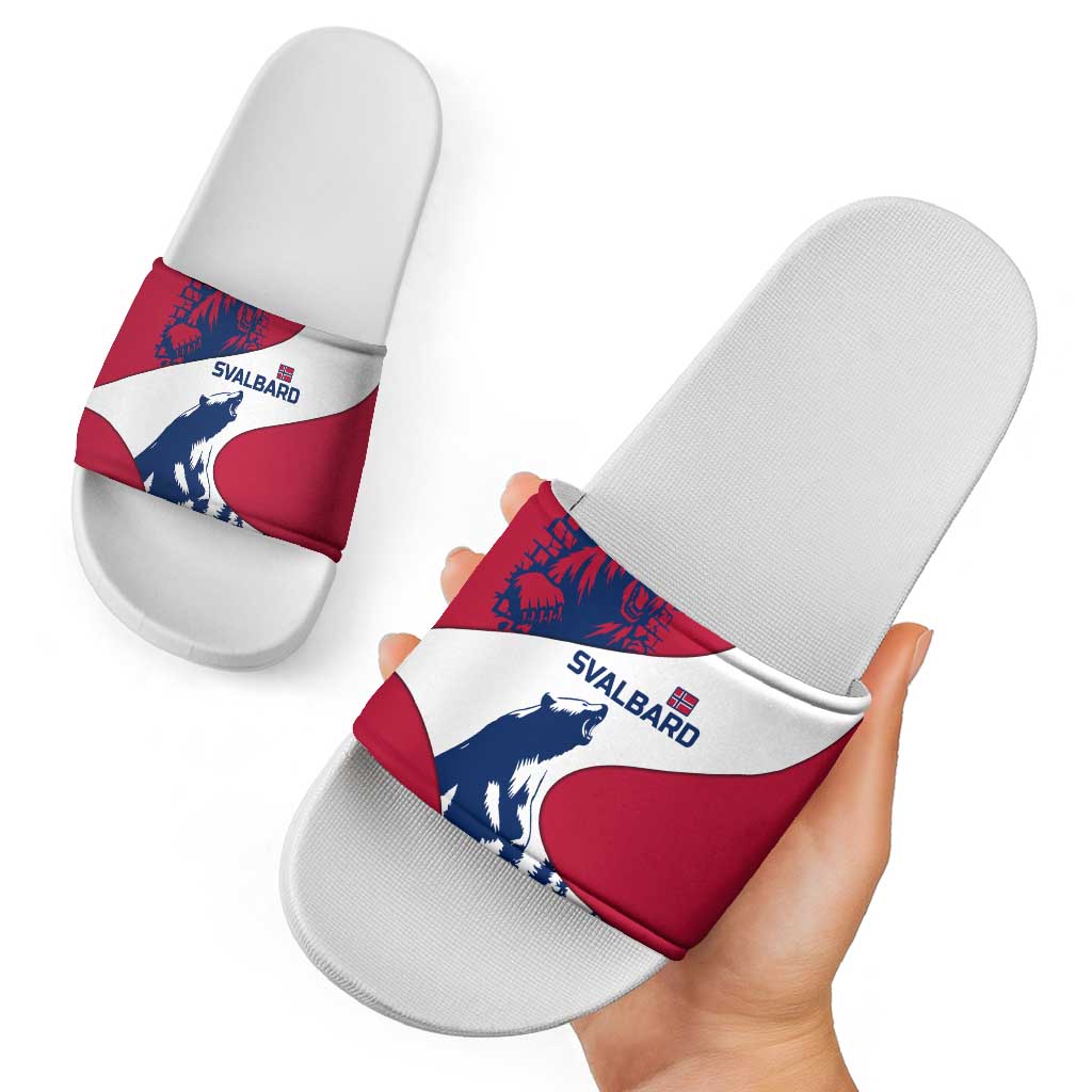 Svalbard Norway Slide Sandals with Polar Bear Forest and Norwegian Flag TS04