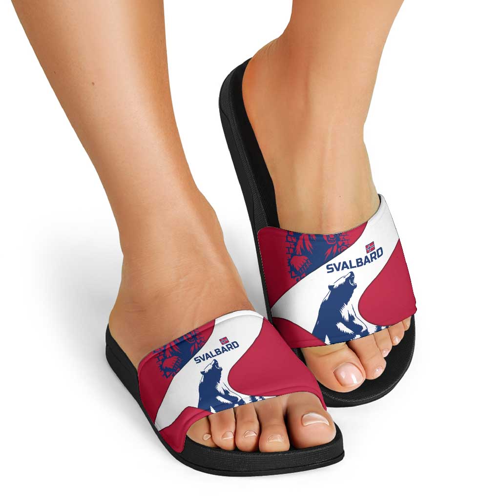 Svalbard Norway Slide Sandals with Polar Bear Forest and Norwegian Flag TS04