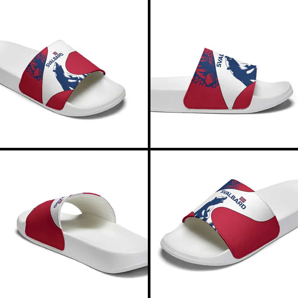 Svalbard Norway Slide Sandals with Polar Bear Forest and Norwegian Flag TS04