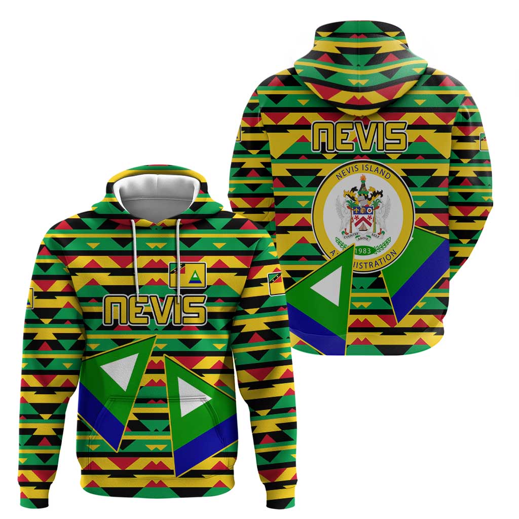 Nevis in Saint Kitts and Nevis Hoodie Geometric Pattern and Coat of Arms TS04