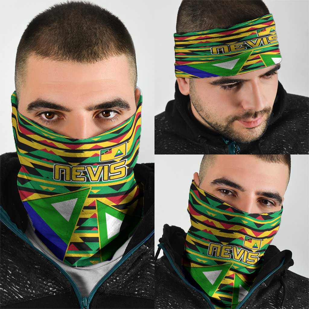 Nevis in Saint Kitts and Nevis Neck Gaiter Geometric Pattern and Coat of Arms TS04