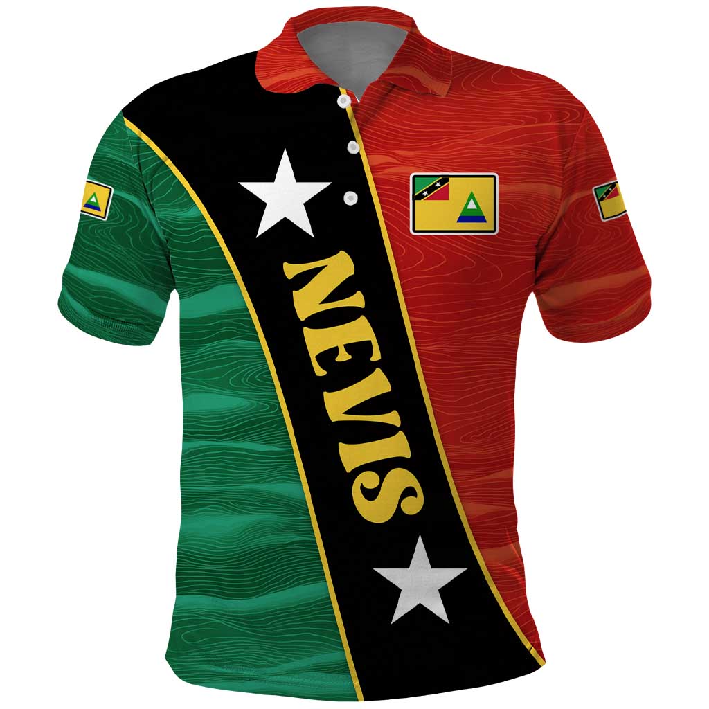 Nevis in Saint Kitts and Nevis Polo Shirt Star Design and Coat of Arms TS04