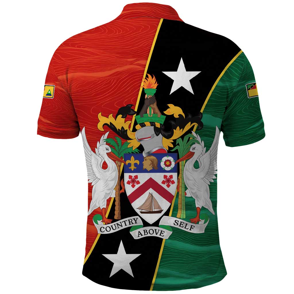 Nevis in Saint Kitts and Nevis Polo Shirt Star Design and Coat of Arms TS04