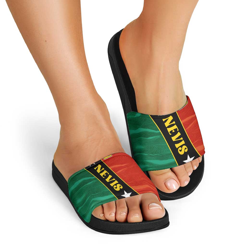 Nevis in Saint Kitts and Nevis Slide Sandals Star Design and Coat of Arms TS04