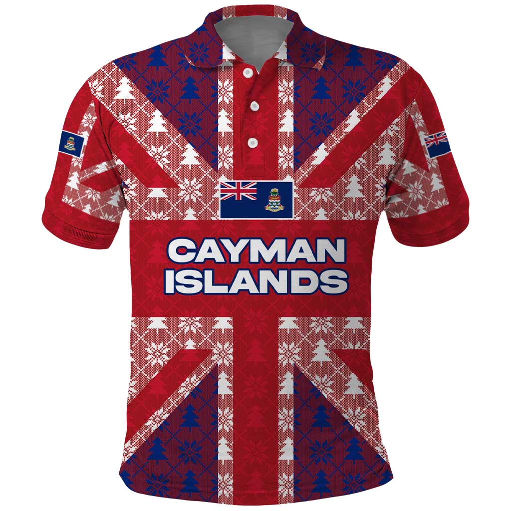 Cayman Islands Christmas Polo Shirt Xmas Pattern and Coat of Arms TS04