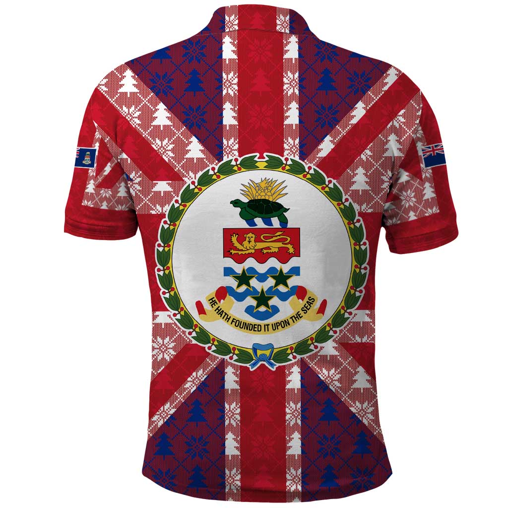 Cayman Islands Christmas Polo Shirt Xmas Pattern and Coat of Arms TS04