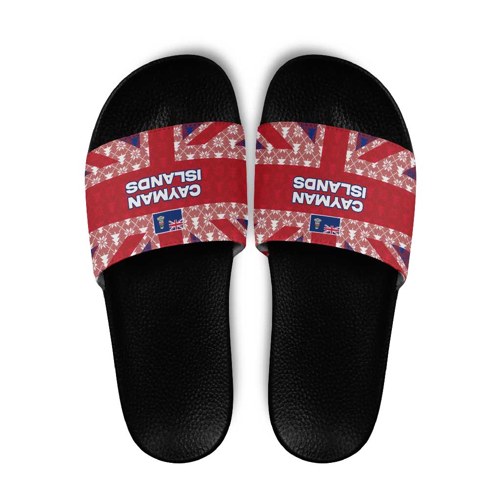 Cayman Islands Christmas Slide Sandals Xmas Pattern and Coat of Arms TS04