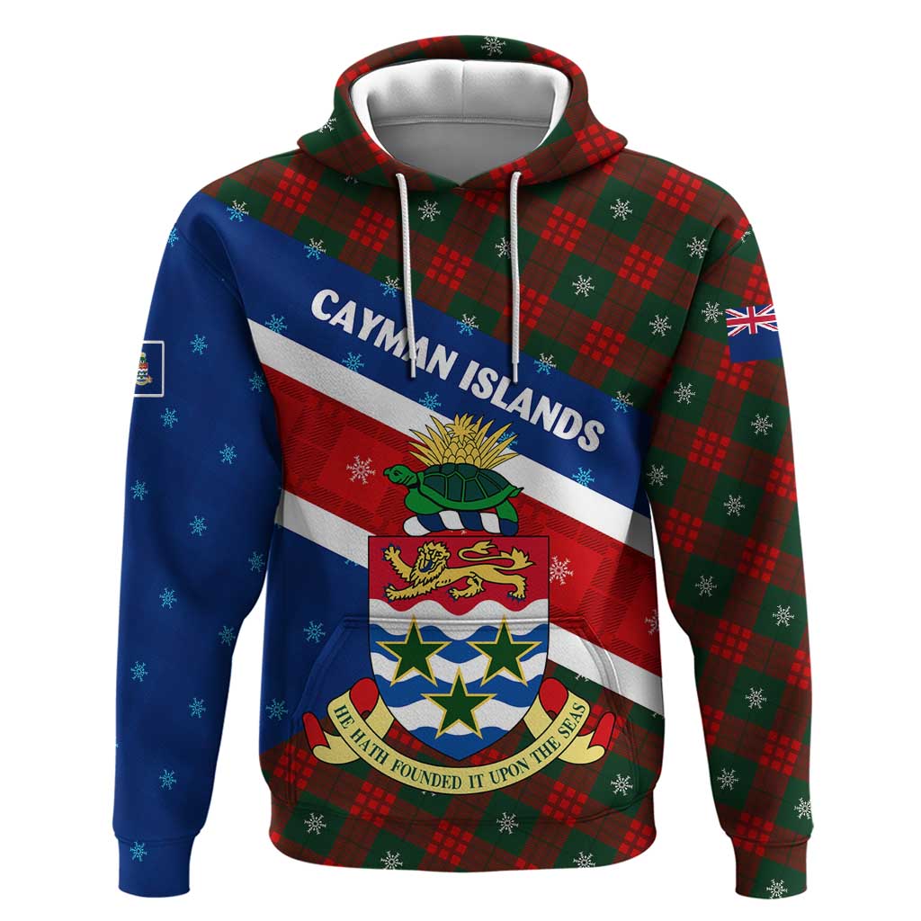 Cayman Islands Xmas Hoodie Christmas Plaid Turtle and Coat of Arms Red Green Blue TS04
