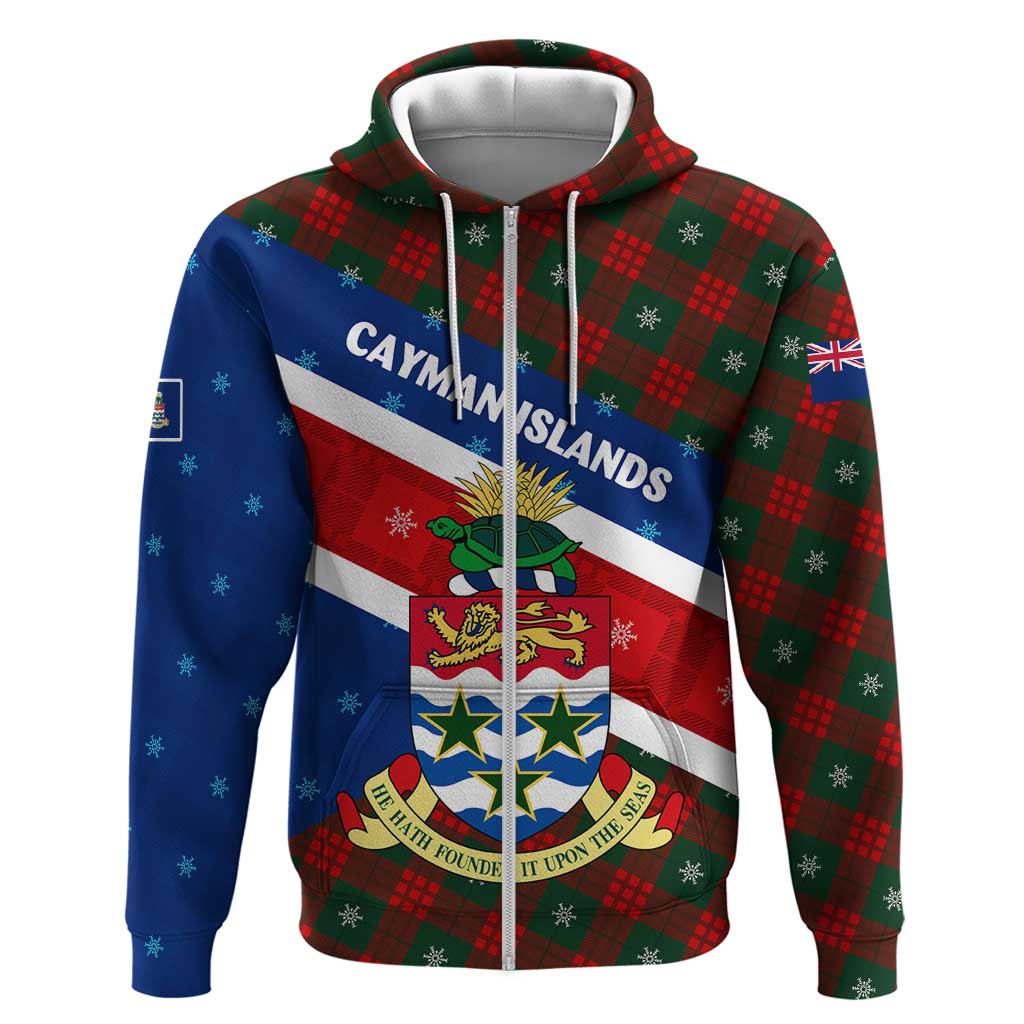 Cayman Islands Xmas Hoodie Christmas Plaid Turtle and Coat of Arms Red Green Blue TS04