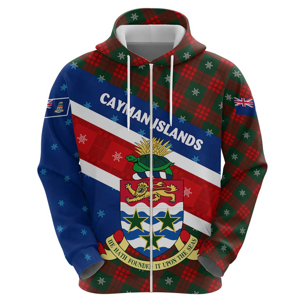 Cayman Islands Xmas Hoodie Christmas Plaid Turtle and Coat of Arms Red Green Blue TS04
