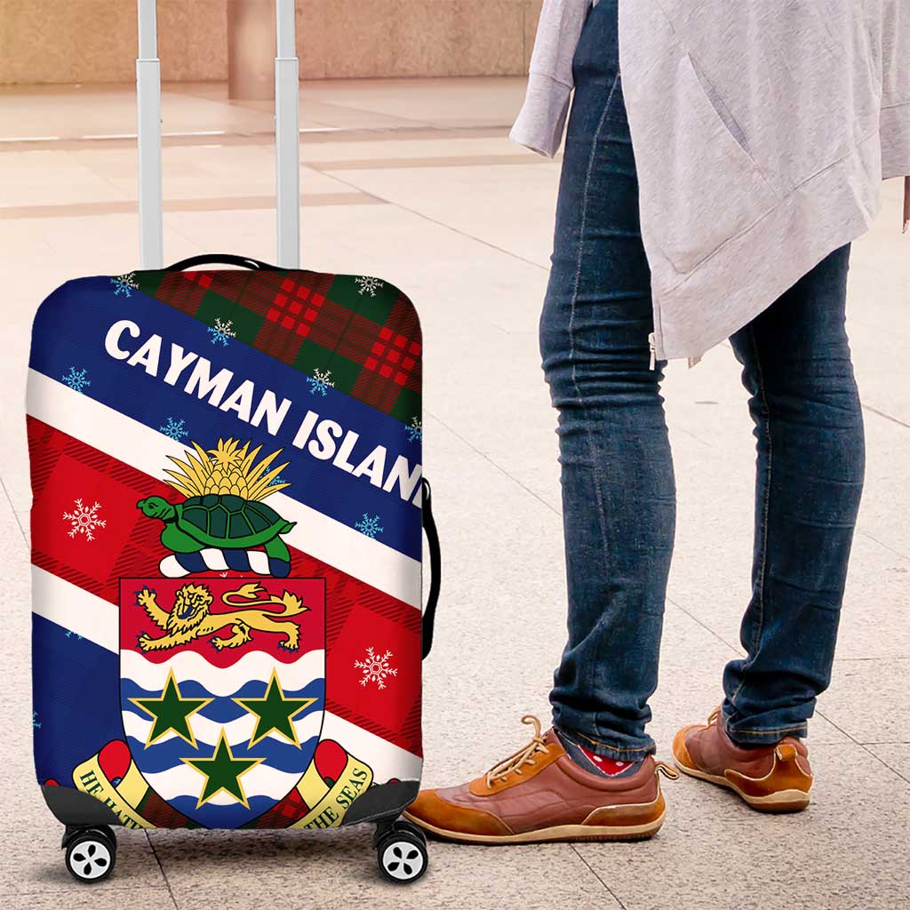 Cayman Islands Xmas Luggage Cover Christmas Plaid Turtle and Coat of Arms Red Green Blue TS04
