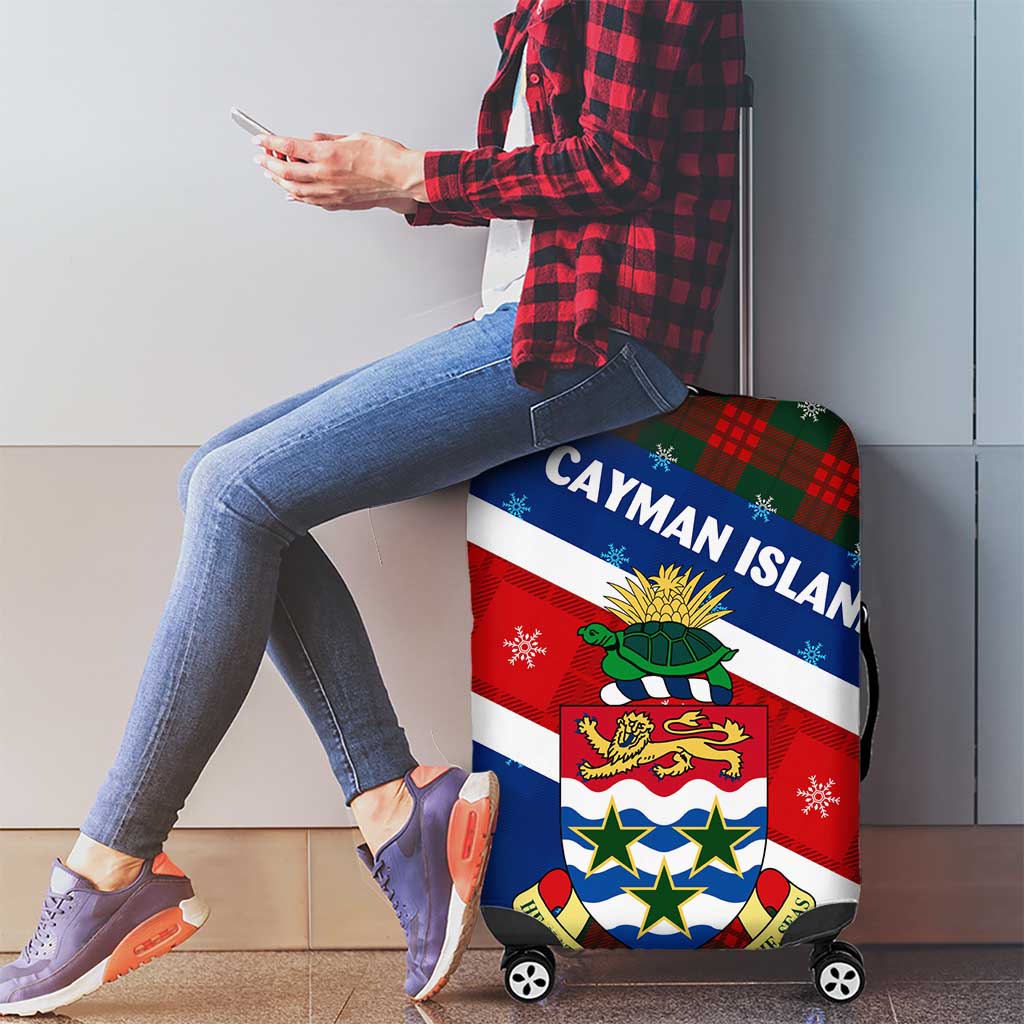 Cayman Islands Xmas Luggage Cover Christmas Plaid Turtle and Coat of Arms Red Green Blue TS04