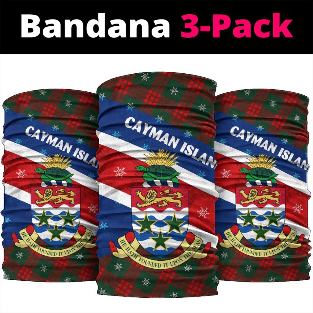 Cayman Islands Xmas Neck Gaiter Christmas Plaid Turtle and Coat of Arms Red Green Blue TS04