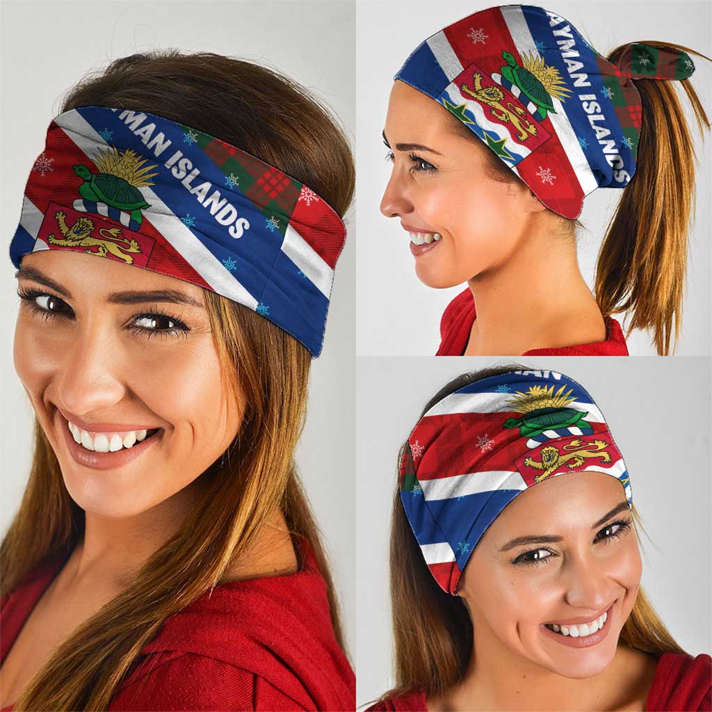 Cayman Islands Xmas Neck Gaiter Christmas Plaid Turtle and Coat of Arms Red Green Blue TS04