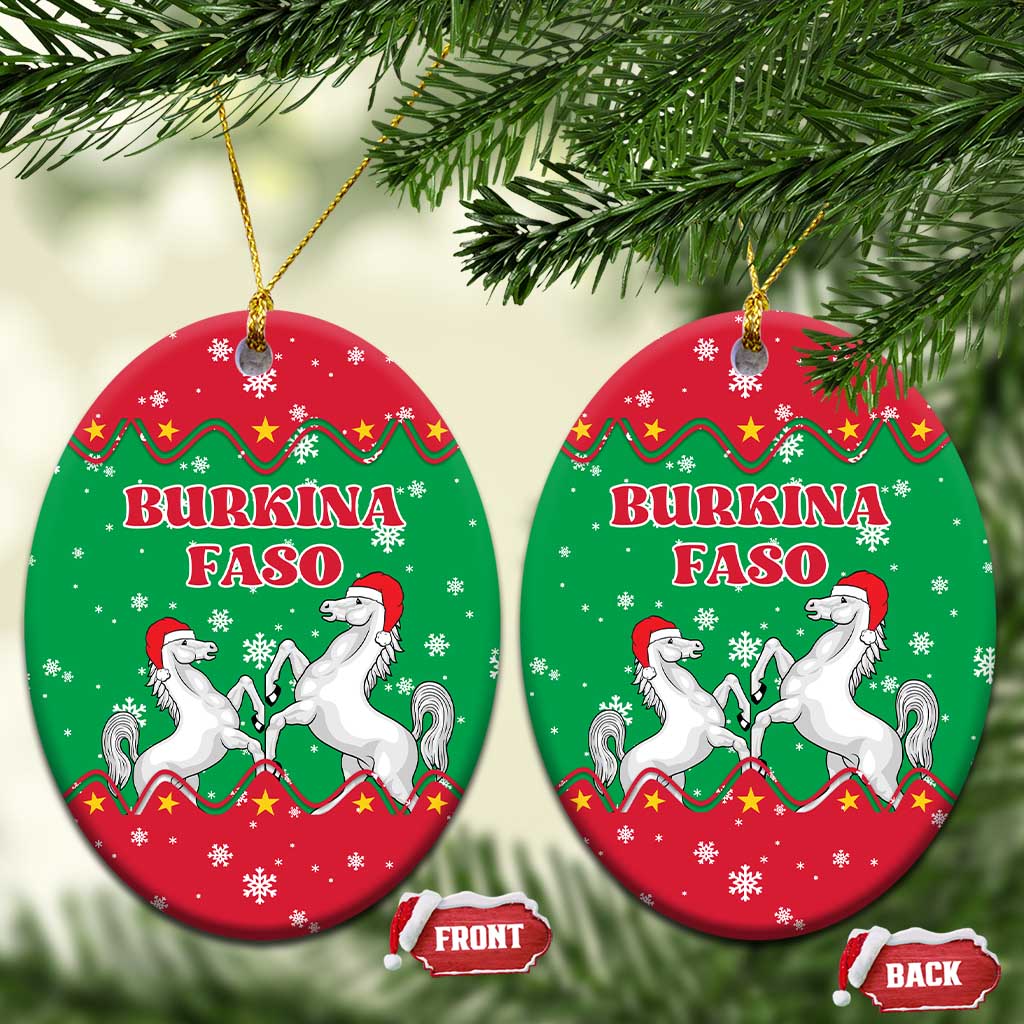 Christmas Burkina Faso Ceramic Ornament Snowflake Horses and Coat of Arms TS04