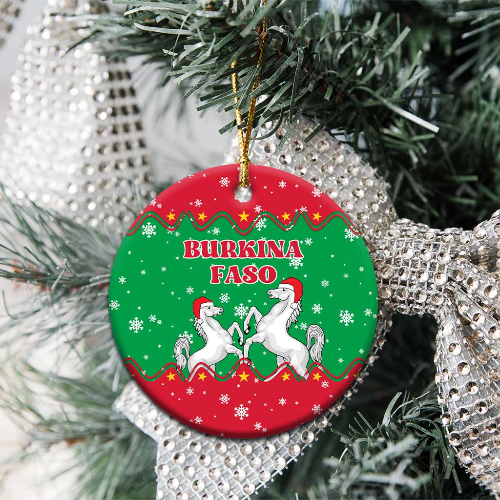 Christmas Burkina Faso Ceramic Ornament Snowflake Horses and Coat of Arms TS04