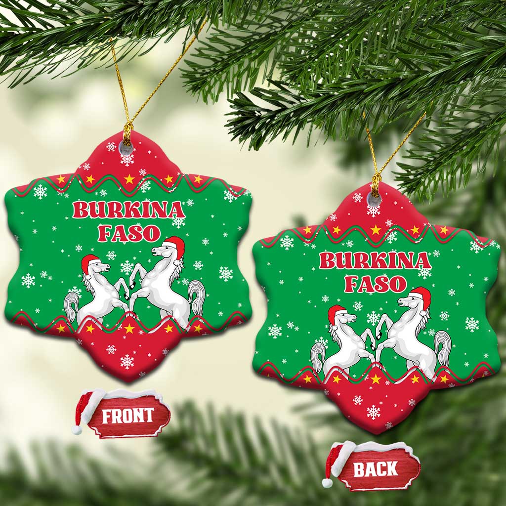 Christmas Burkina Faso Ceramic Ornament Snowflake Horses and Coat of Arms TS04