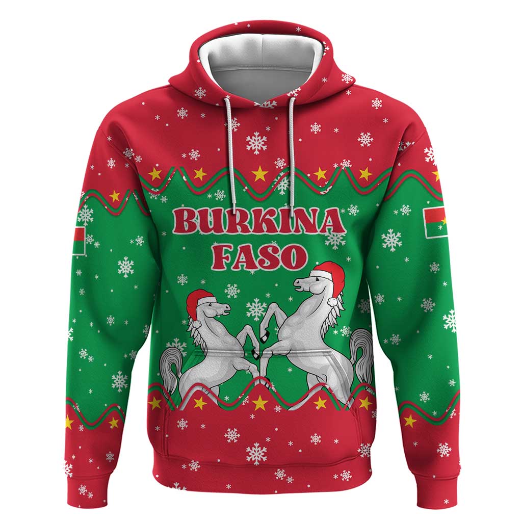 Christmas Burkina Faso Hoodie Snowflake Horses and Coat of Arms TS04