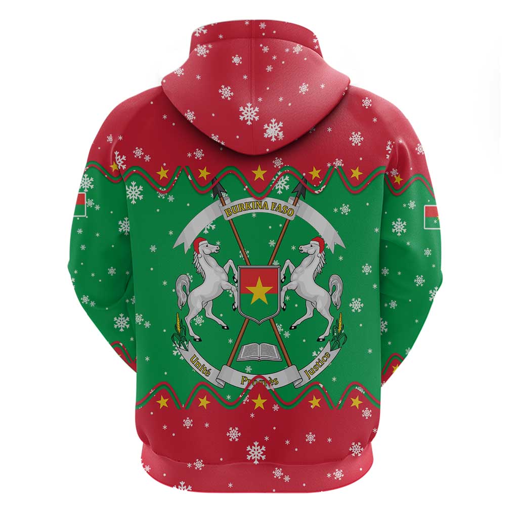 Christmas Burkina Faso Hoodie Snowflake Horses and Coat of Arms TS04