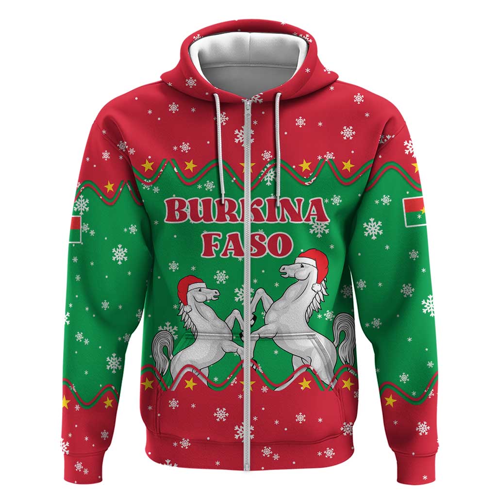 Christmas Burkina Faso Hoodie Snowflake Horses and Coat of Arms TS04
