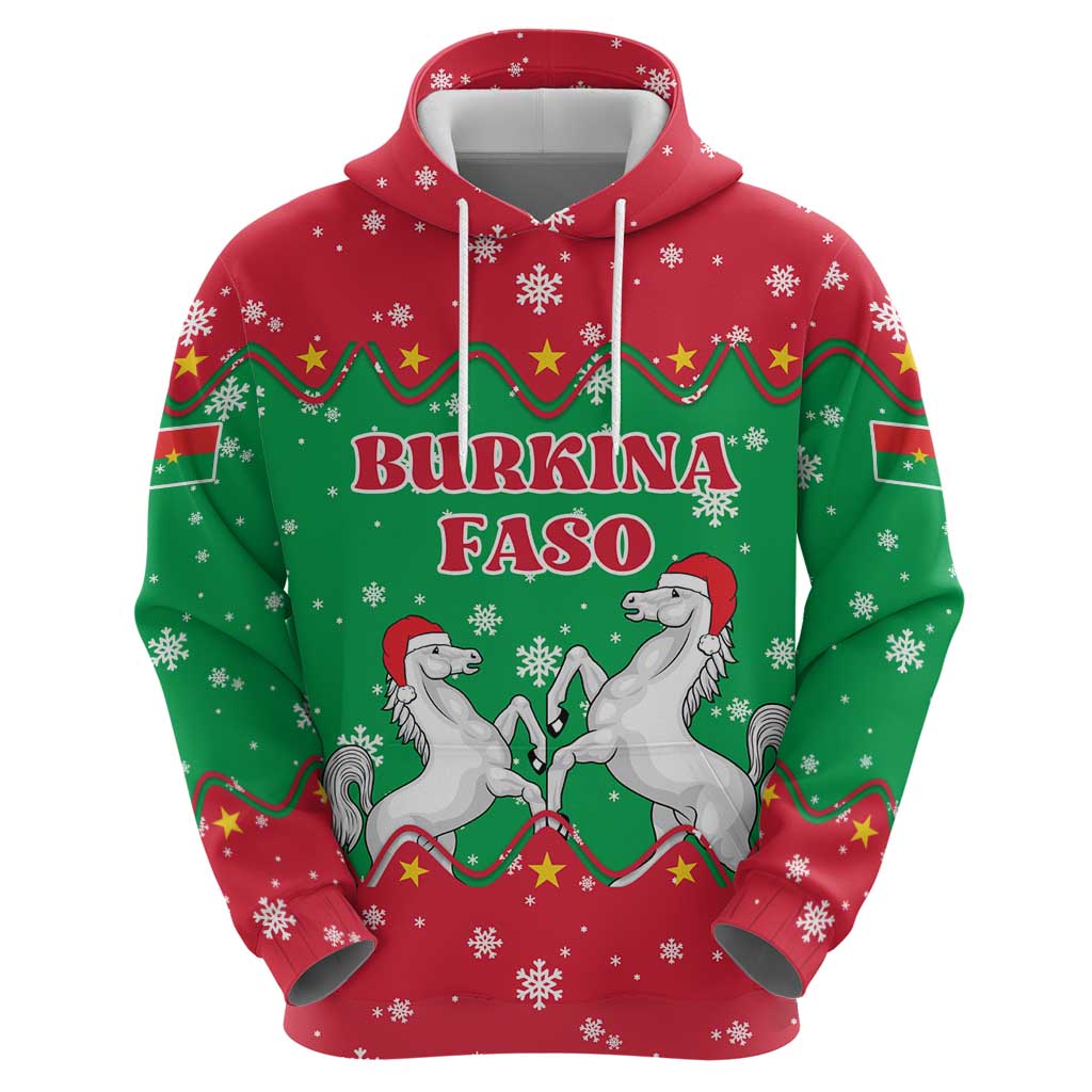 Christmas Burkina Faso Hoodie Snowflake Horses and Coat of Arms TS04