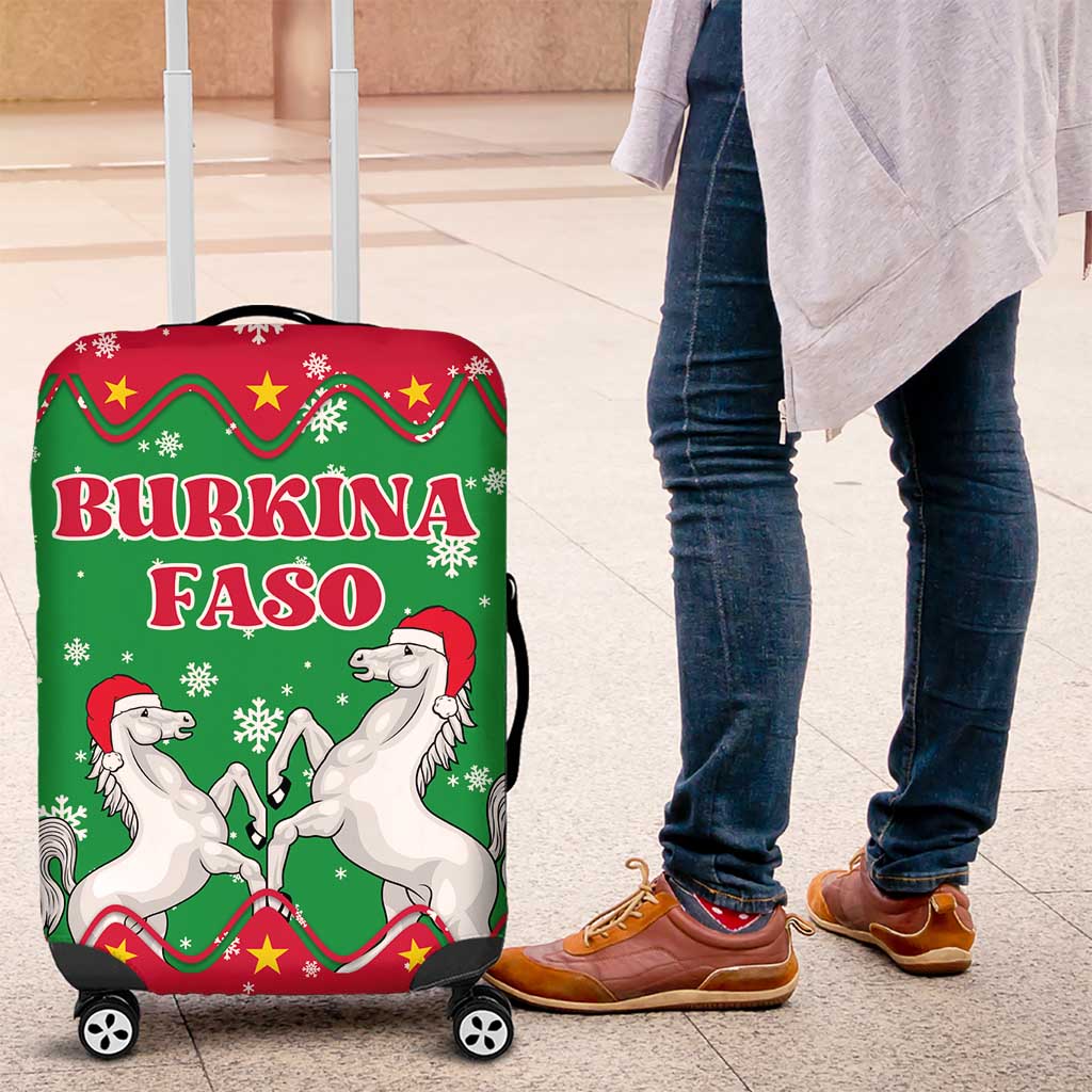 Christmas Burkina Faso Luggage Cover Snowflake Horses and Coat of Arms TS04
