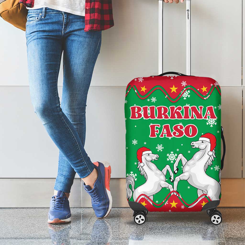 Christmas Burkina Faso Luggage Cover Snowflake Horses and Coat of Arms TS04