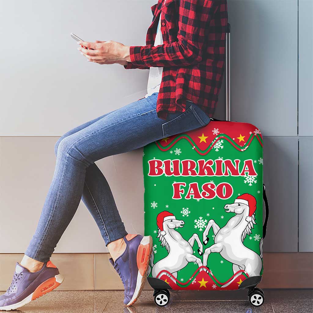 Christmas Burkina Faso Luggage Cover Snowflake Horses and Coat of Arms TS04