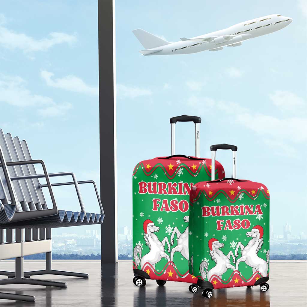 Christmas Burkina Faso Luggage Cover Snowflake Horses and Coat of Arms TS04