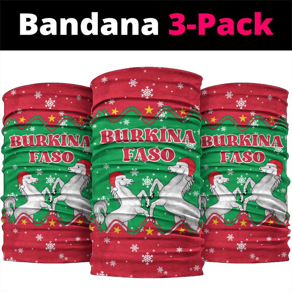 Christmas Burkina Faso Neck Gaiter Snowflake Horses and Coat of Arms TS04