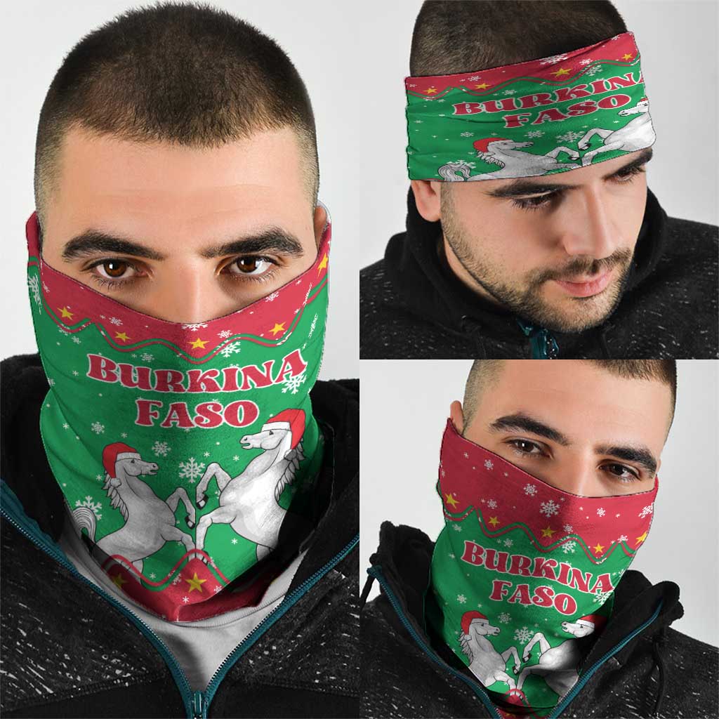 Christmas Burkina Faso Neck Gaiter Snowflake Horses and Coat of Arms TS04