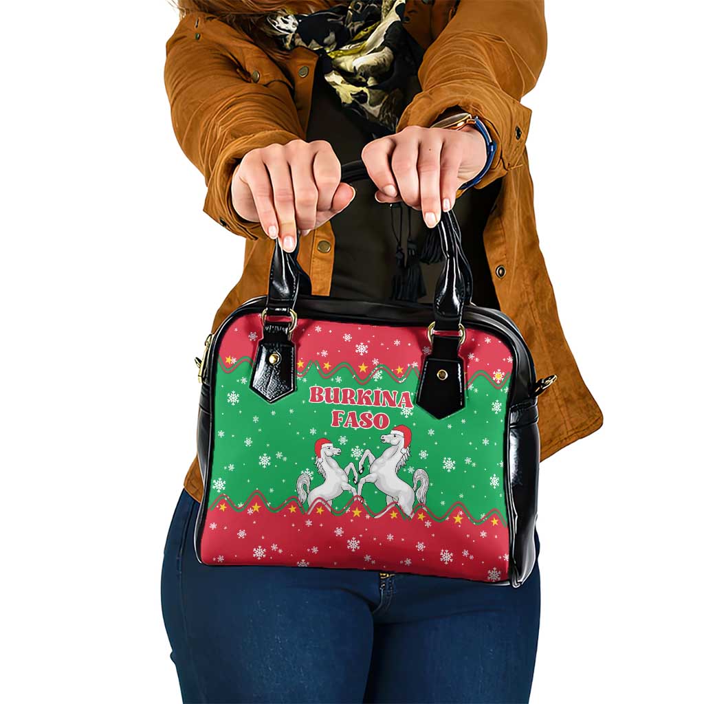 Christmas Burkina Faso Shoulder Handbag Snowflake Horses and Coat of Arms TS04