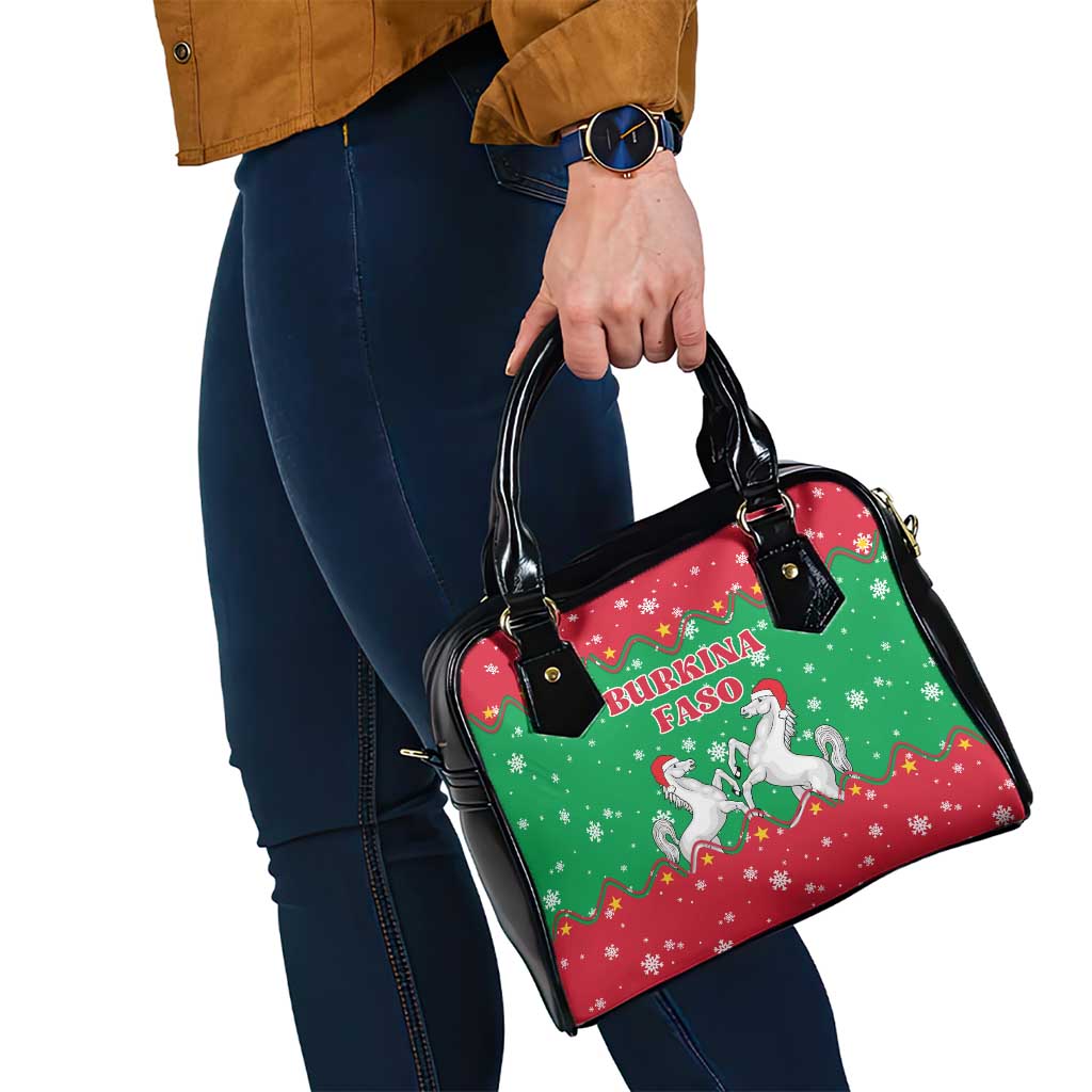 Christmas Burkina Faso Shoulder Handbag Snowflake Horses and Coat of Arms TS04
