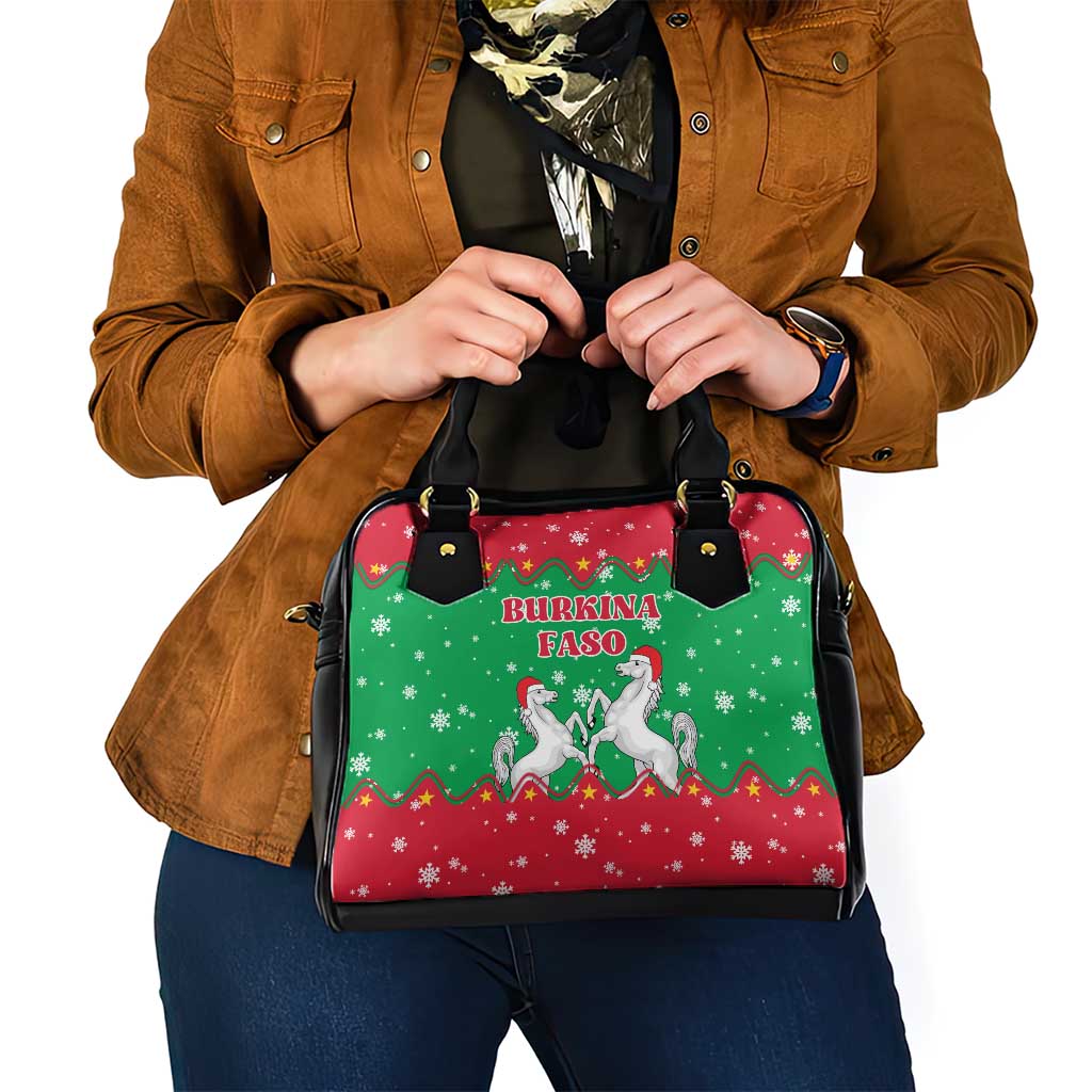 Christmas Burkina Faso Shoulder Handbag Snowflake Horses and Coat of Arms TS04