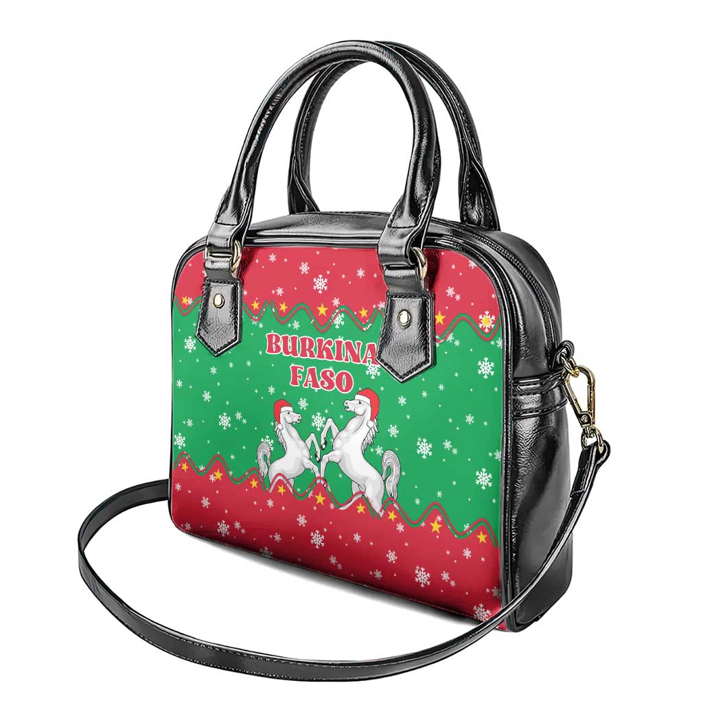Christmas Burkina Faso Shoulder Handbag Snowflake Horses and Coat of Arms TS04