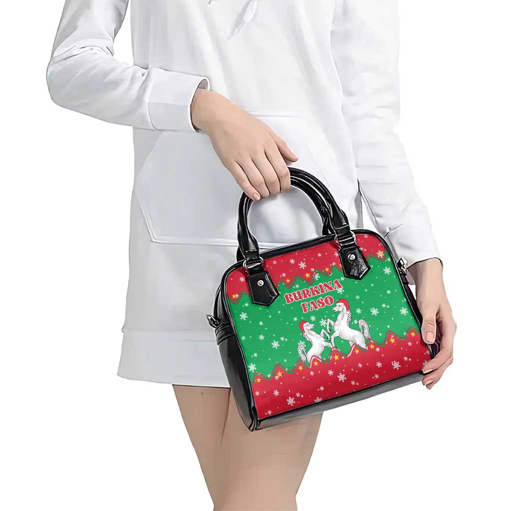 Christmas Burkina Faso Shoulder Handbag Snowflake Horses and Coat of Arms TS04