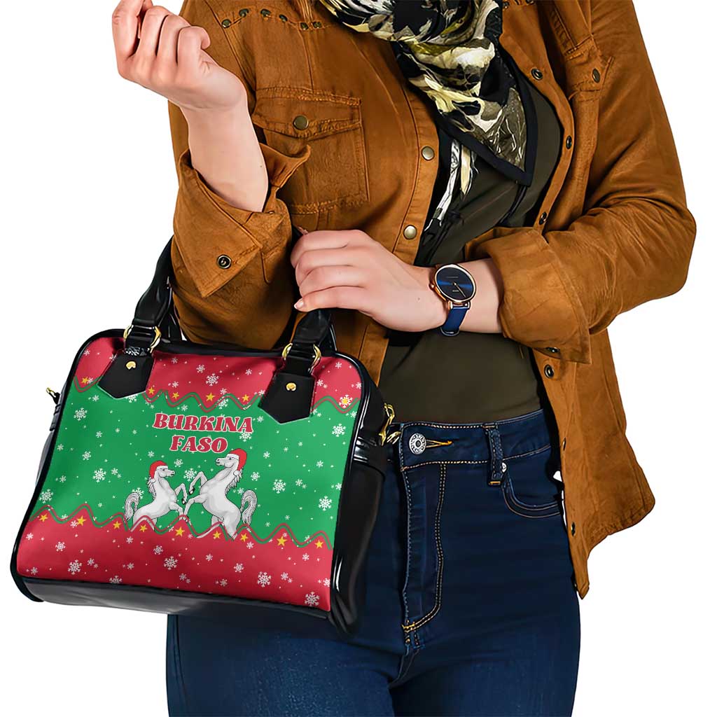 Christmas Burkina Faso Shoulder Handbag Snowflake Horses and Coat of Arms TS04