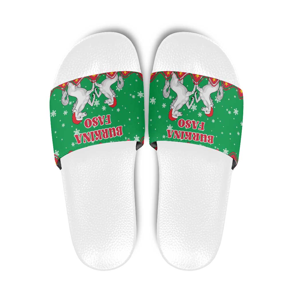 Christmas Burkina Faso Slide Sandals Snowflake Horses and Coat of Arms TS04
