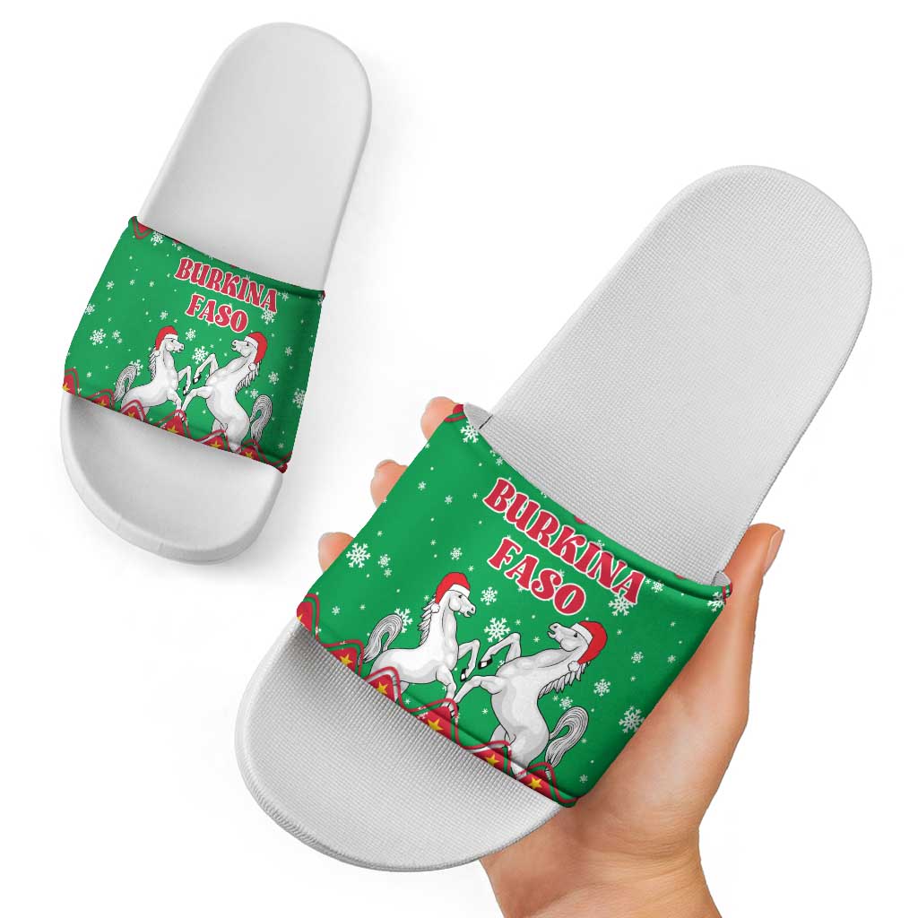 Christmas Burkina Faso Slide Sandals Snowflake Horses and Coat of Arms TS04