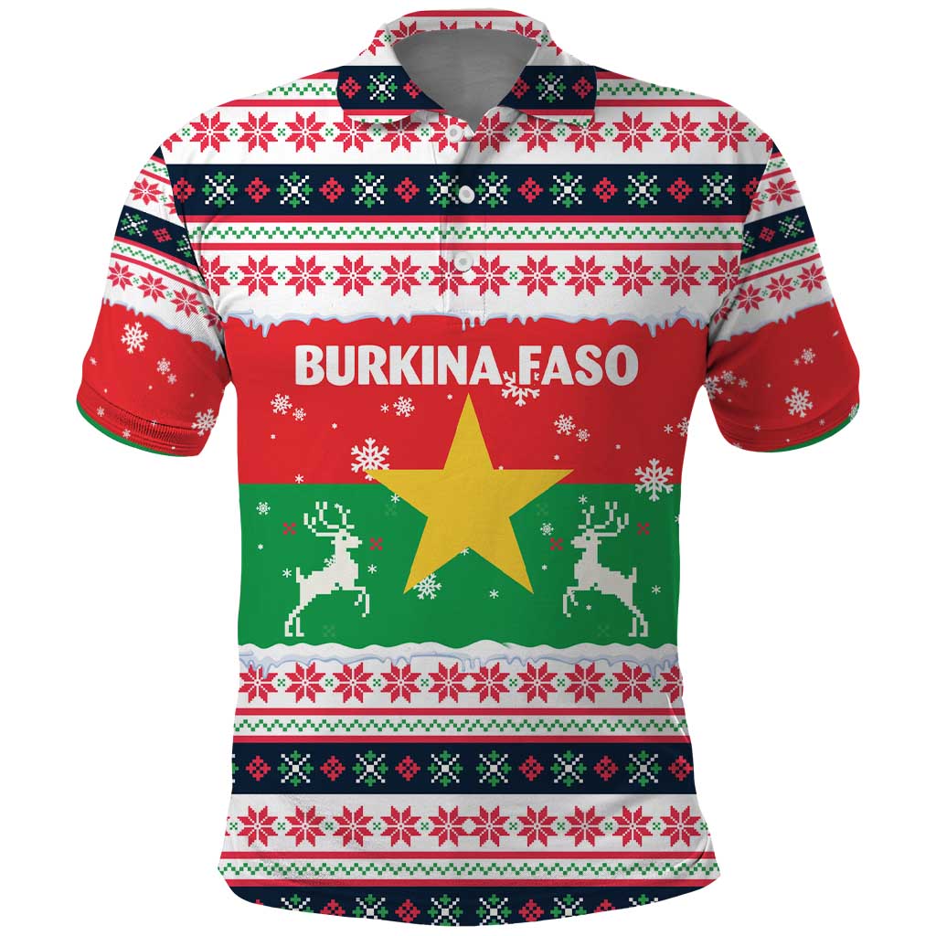 Christmas Burkina Faso Polo Shirt Reindeer Star Design TS04