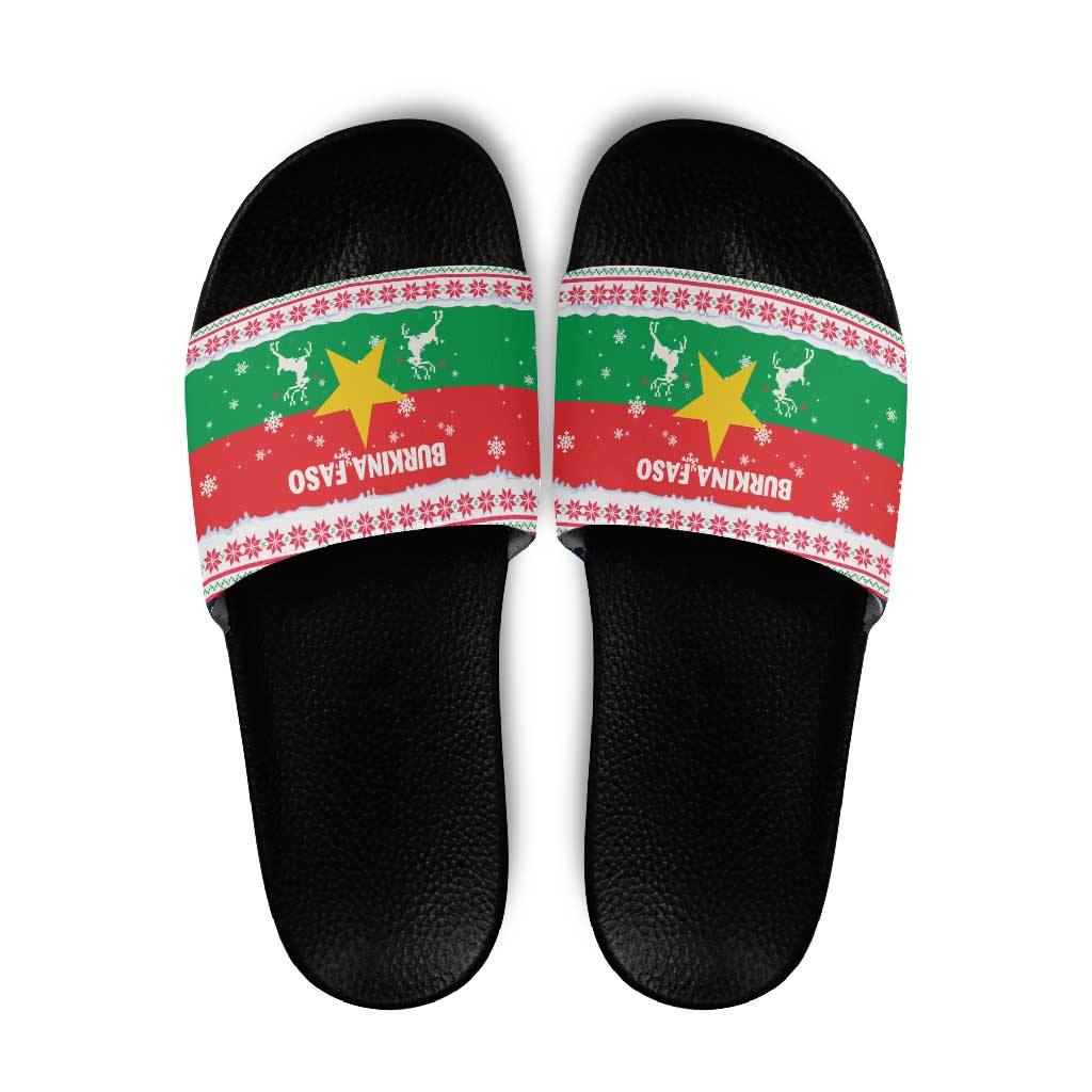 Christmas Burkina Faso Slide Sandals Reindeer Star Design TS04