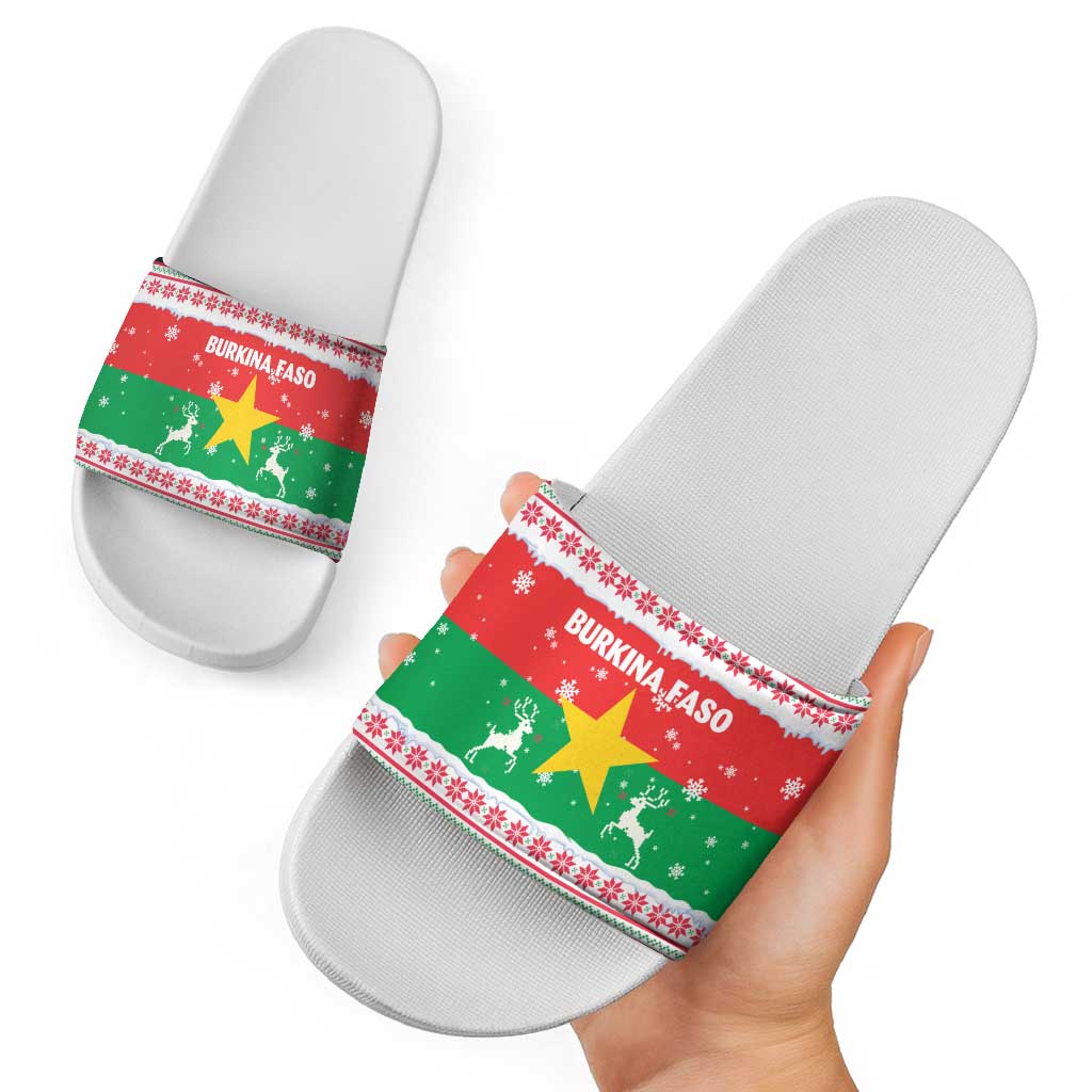 Christmas Burkina Faso Slide Sandals Reindeer Star Design TS04