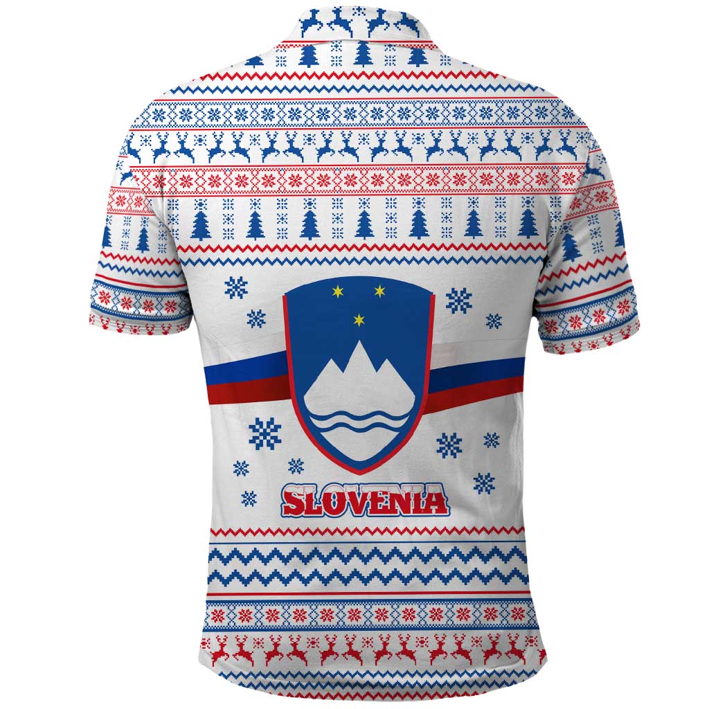 Slovenian Winter Polo Shirt Ljubljana Dragon with Nordic Snowflakes and Alpine Vibes TS04