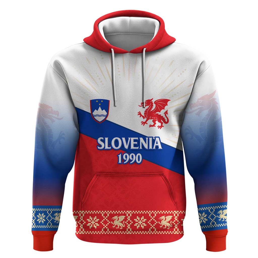 Slovenian Independence Hoodie 1990 Tribute with Dragon Emblem and Alpine Legacy TS04
